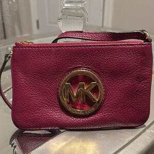 Michael Kors Pink Wristlet with Gold Logo